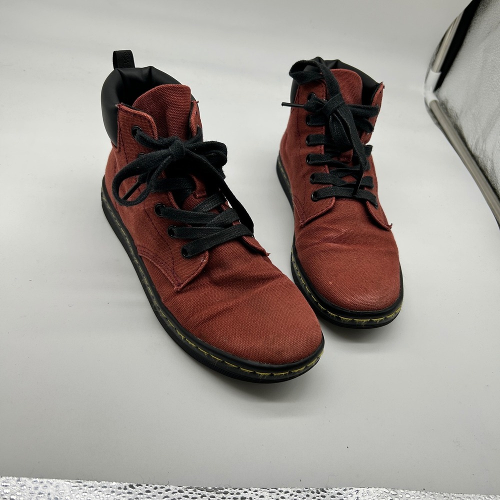 Dr Martens Maelly Burgundy Canvas Ankle Boots Womens Size‎ 7 US
